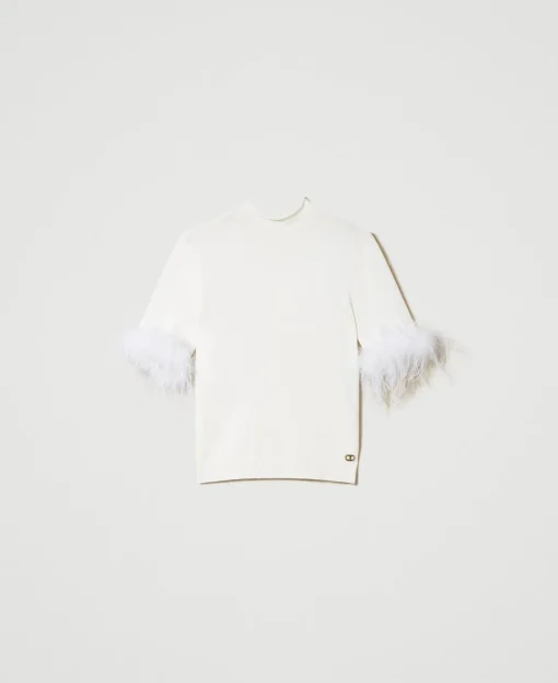 Pull Col Montant Avec Plumes
