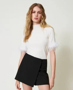 Pull Col Montant Avec Plumes