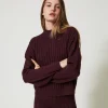 Pull Col Montant Avec Torsades Et Strass