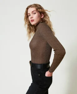 Pull Col Montant En Fil Lurex