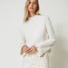 Pull Col Montant En Laine Mélangée Avec Broderie