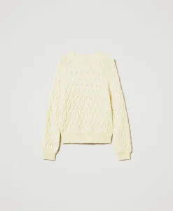 Pull Col Montant En Laine Mélangée Avec Torsades