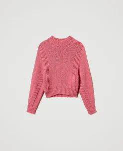 Pull Col Montant En Laine Mélangée Sans Coutures