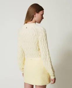 Pull Col Montant En Laine Mélangée Avec Torsades