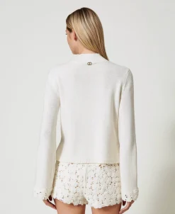 Pull Col Montant En Laine Mélangée Avec Broderie