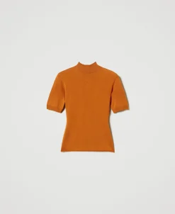 Pull Col Montant En Soie Et Cachemire