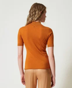 Pull Col Montant En Soie Et Cachemire