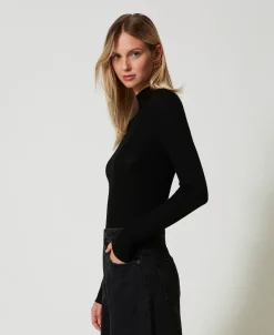 Pull Col Montant Sans Coutures En Laine