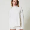 Pull Col Roulé En Angora Mélangé Avec Perles
