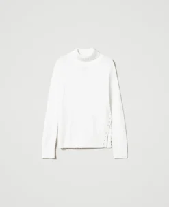 Pull Col Roulé En Angora Mélangé Avec Perles