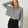 Pull Col Roulé En Laine Mélangée Avec Sequins