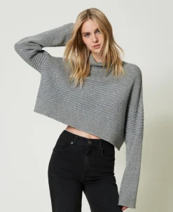 Pull Col Roulé En Laine Mélangée Avec Sequins