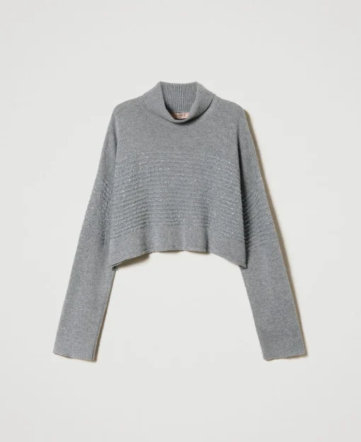 Pull Col Roulé En Laine Mélangée Avec Sequins