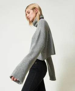 Pull Col Roulé En Laine Mélangée Avec Sequins