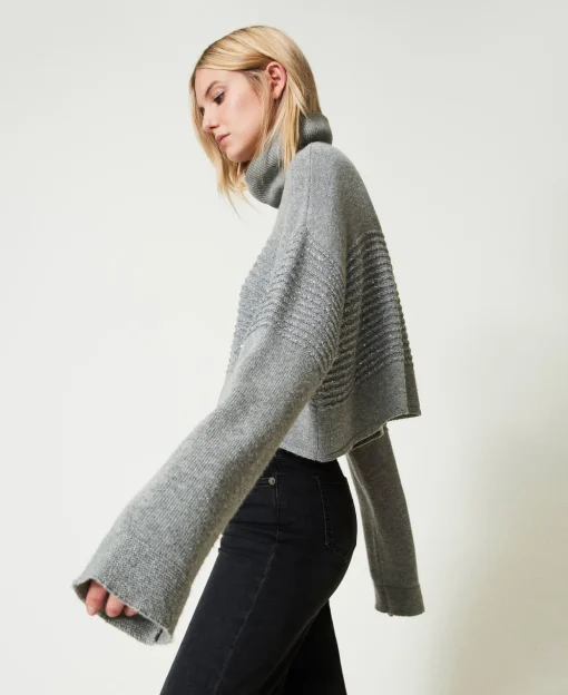 Pull Col Roulé En Laine Mélangée Avec Sequins