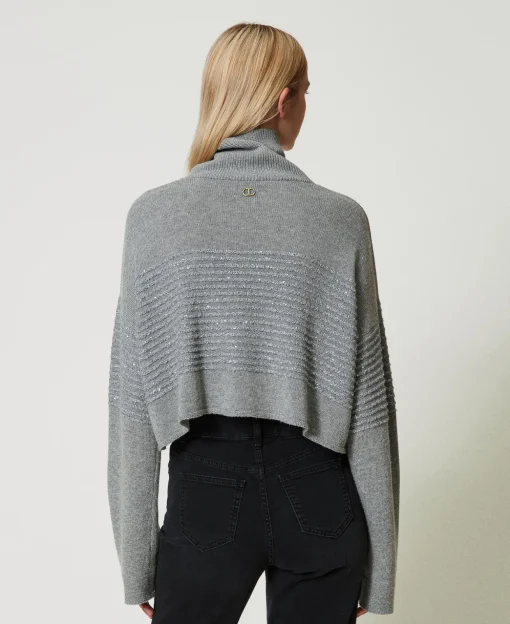 Pull Col Roulé En Laine Mélangée Avec Sequins