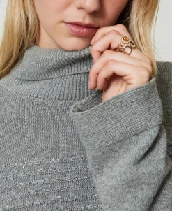 Pull Col Roulé En Laine Mélangée Avec Sequins