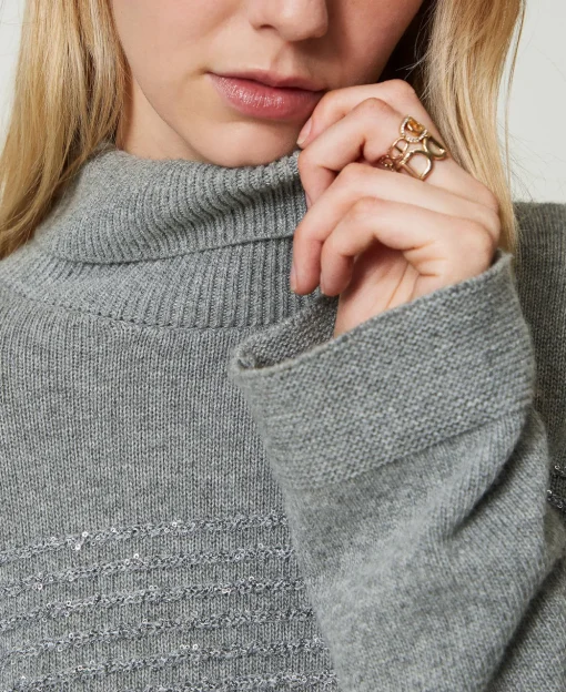Pull Col Roulé En Laine Mélangée Avec Sequins