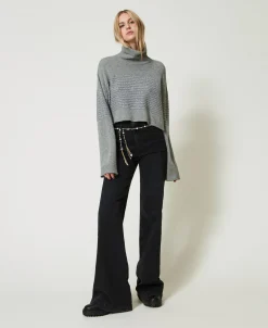 Pull Col Roulé En Laine Mélangée Avec Sequins