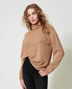 Pull Col Roulé En Mélange De Laine Et Lurex