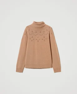 Pull Col Roulé En Mélange De Laine Et Lurex