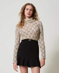 Pull Col Roulé En Mohair Mélangé Avec Imprimé