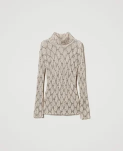Pull Col Roulé En Mohair Mélangé Avec Imprimé