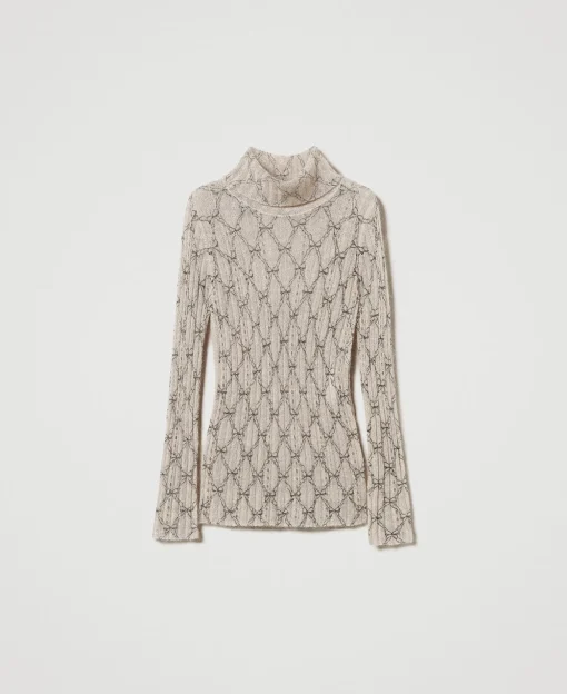 Pull Col Roulé En Mohair Mélangé Avec Imprimé