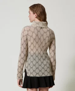 Pull Col Roulé En Mohair Mélangé Avec Imprimé