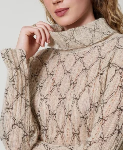 Pull Col Roulé En Mohair Mélangé Avec Imprimé
