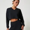 Pull Cropped En Laine Mélangée
