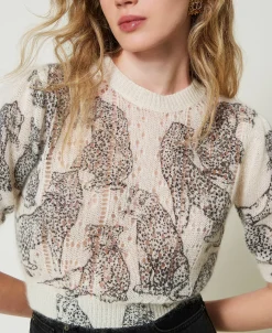 Pull Cropped En Mélange De Laine Et Mohair