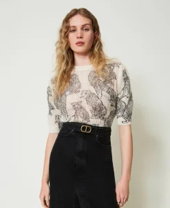Pull Cropped En Mélange De Laine Et Mohair