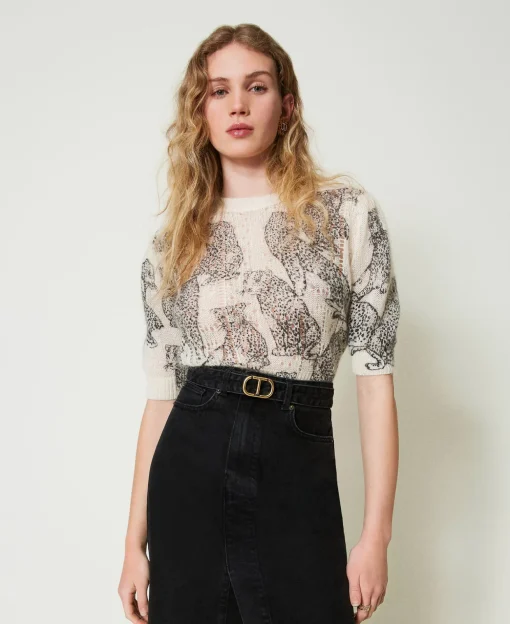 Pull Cropped En Mélange De Laine Et Mohair