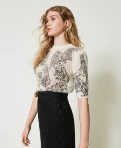 Pull Cropped En Mélange De Laine Et Mohair
