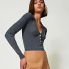 Pull Côtelé Avec Broderie