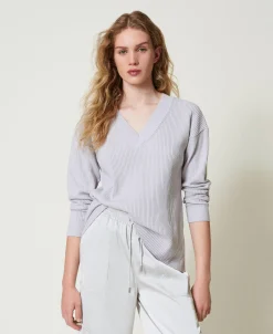 Pull Côtelé Avec Fente
