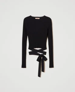 Pull Côtelé Avec Nœud