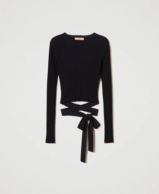 Pull Côtelé Avec Nœud