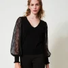 Pull Double Usage Avec Manches En Dentelle