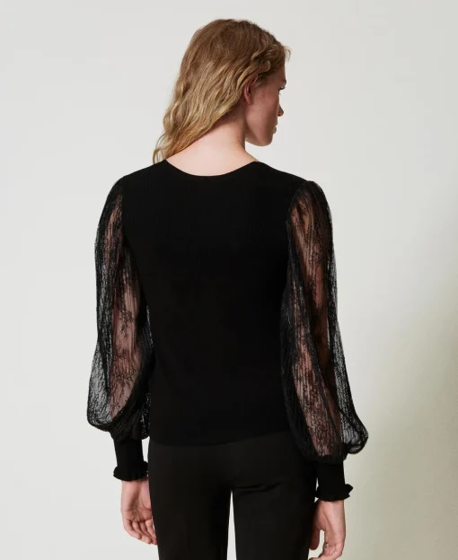 Pull Double Usage Avec Manches En Dentelle