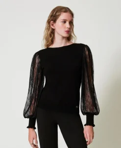 Pull Double Usage Avec Manches En Dentelle