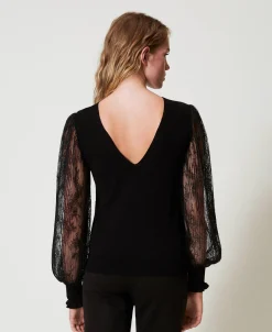 Pull Double Usage Avec Manches En Dentelle