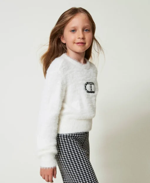 Pull Effet Fourrure Avec Logo Oval T