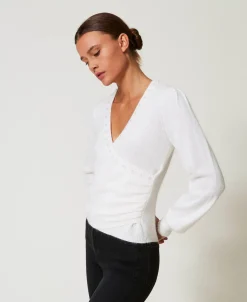 Pull En Angora Mélangé Avec Perles