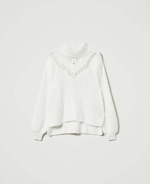 Pull En Angora Mélangé Avec Broderies