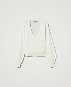 Pull En Angora Mélangé Avec Perles