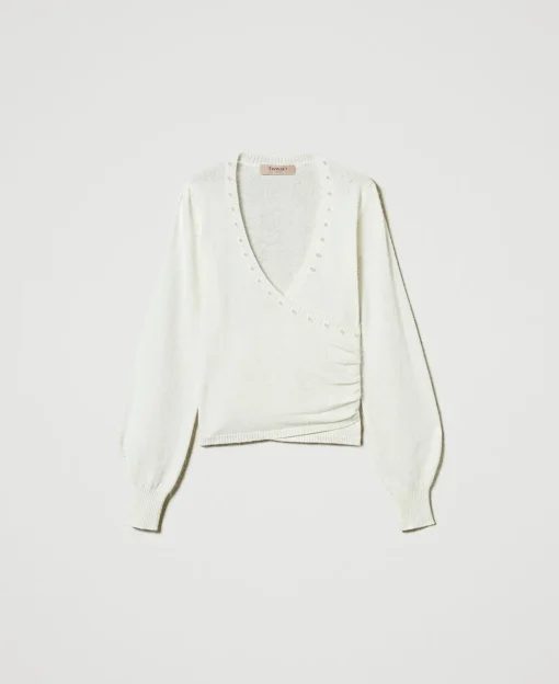 Pull En Angora Mélangé Avec Perles