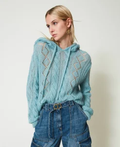 Pull En Laine Et Mohair Avec Capuche