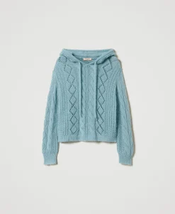 Pull En Laine Et Mohair Avec Capuche